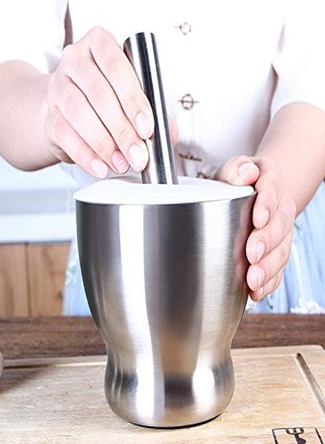 TRAY Kitchen Bright Stainless Steel Mortar and Pestle Set Kitchen Khalbatta Okhli Khal Musal Dasta Ural Kundi Sota Kharal Masher Set Spice Grinder Small Size - Image 5